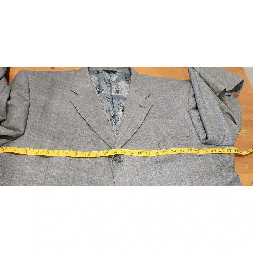 Phat Farm Blazer Sport Coat Mens 52XL Virgin Wool Gray Plaid 4 Button VTG Preppy